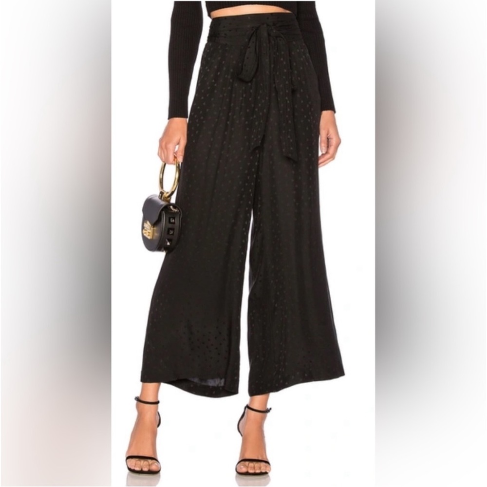 REBECCA TAYLOR High Elastic Back Waist Wide Leg Ankle Pant Crop Pant SILK 6 NWOT